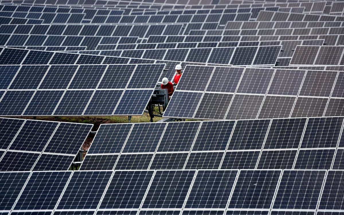 A grid of solar panels in Vietnam.