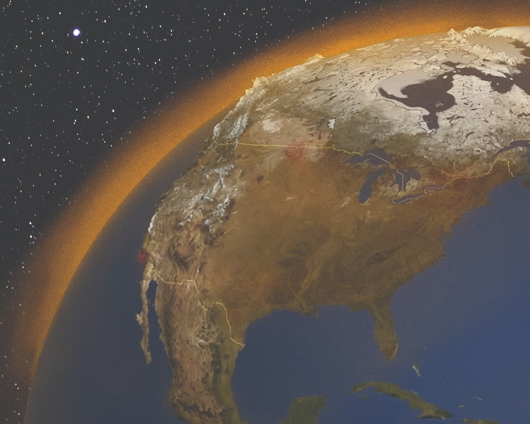 Section of the Earth, viewed from above.