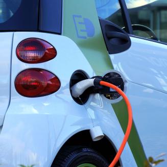 An electric car being charged
