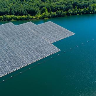 A massive floating solar panel array