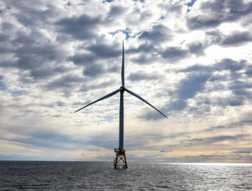 An offshore wind turbine.