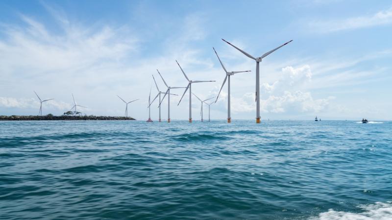 A wind farm off the coast